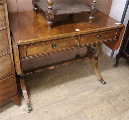 A Regency style banded mahogany sofa table W.96cm